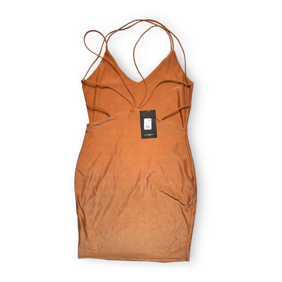 NWT Fashion Nova Nina Rust Double-Lined Body-con Dress Size Large - Picture 4 of 9